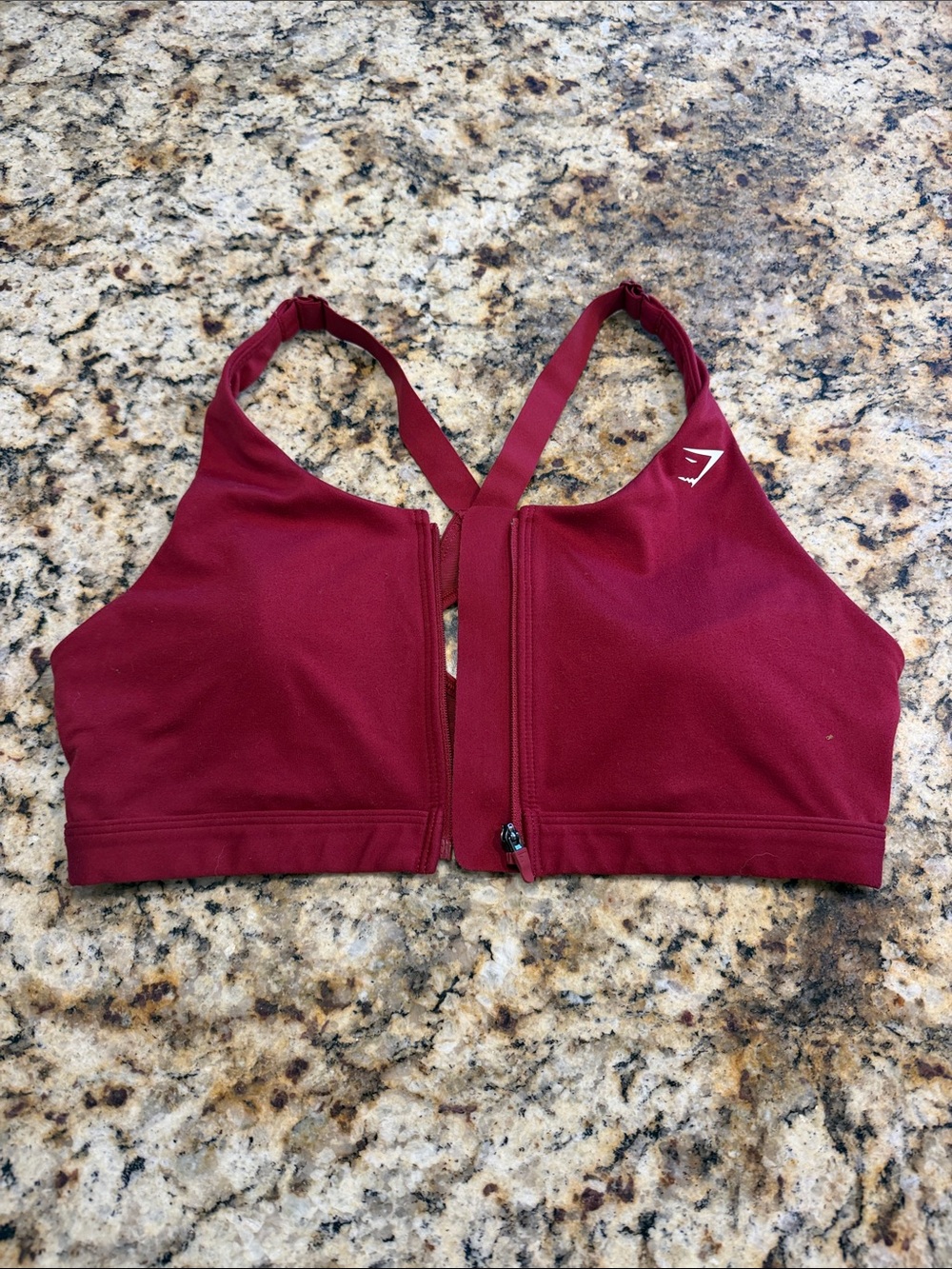 Gymshark Maroon Front-Zip Racerback Sports Bra